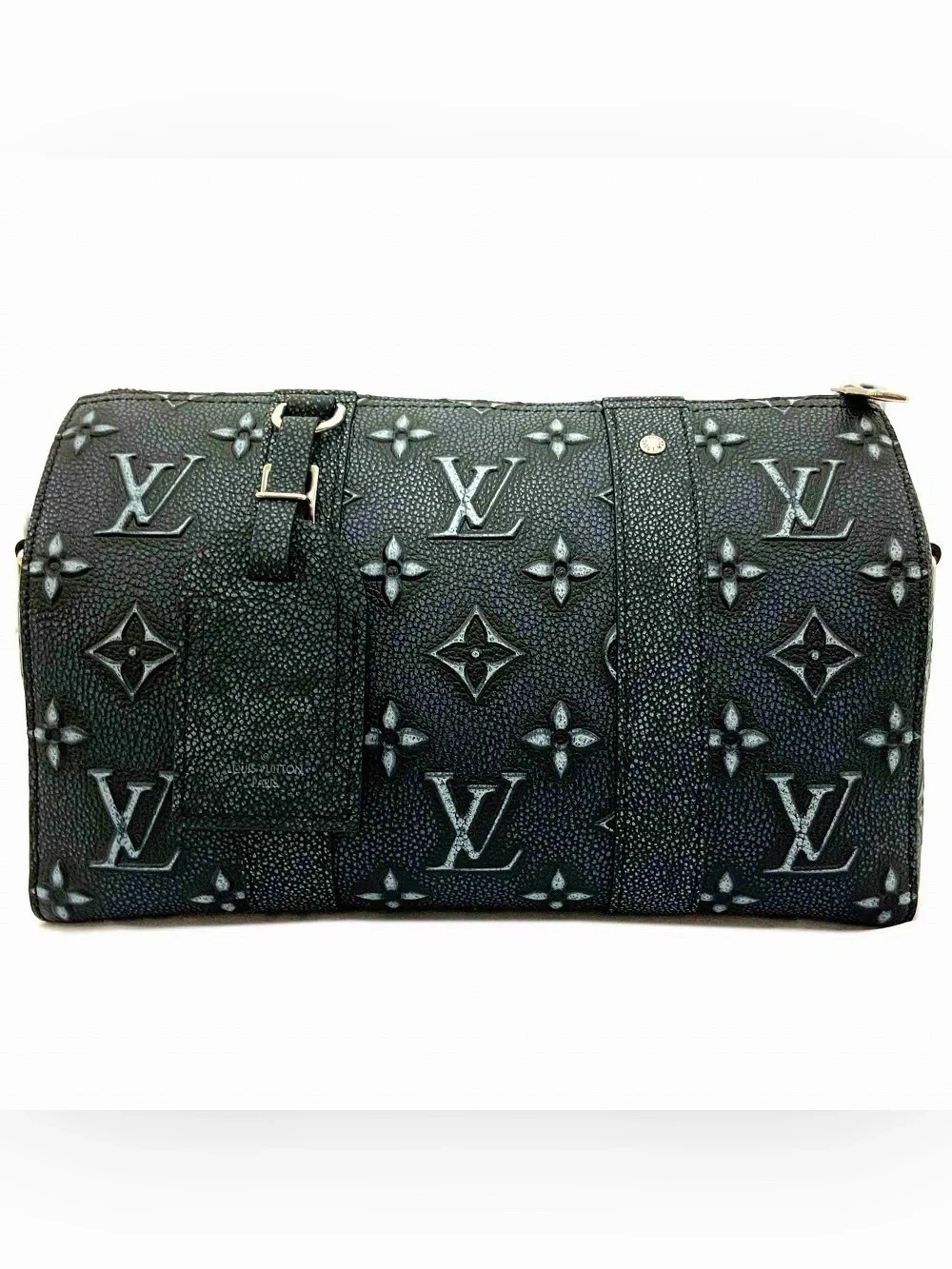 Louis Vuitton Black Embossed Monogram Travel Duffel